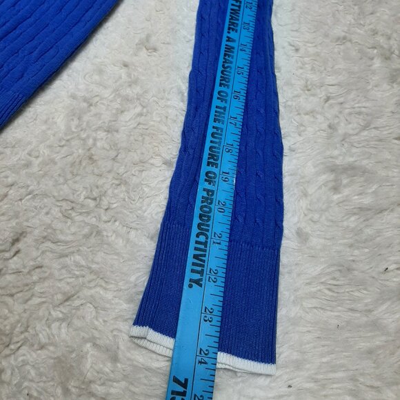 LRL Lauren Women's Blue Active Cable Knit Mock Neck Full Zip Cardigan Sweater Si - Picture 4 of 8